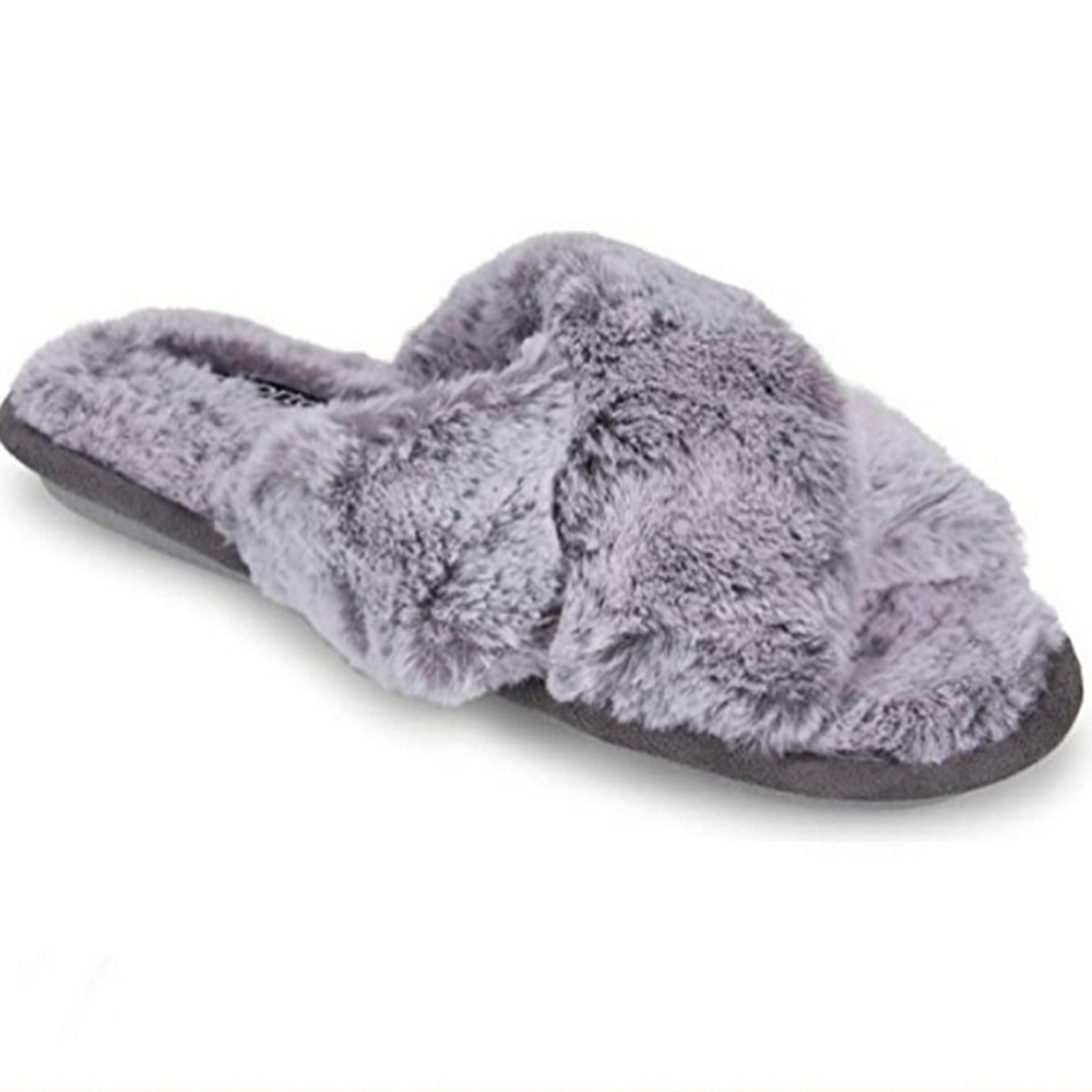 SPORTO Grey Fur Slides - Picture 1 of 6